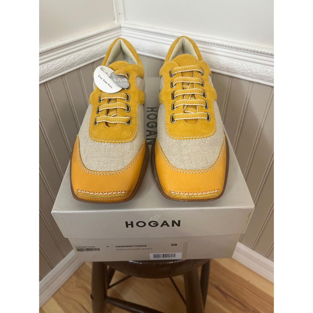 Hogan Fondo Dynamic Donna Yellow Suede Canvas Sneakers HXW0ME7VQ002 Womens 39